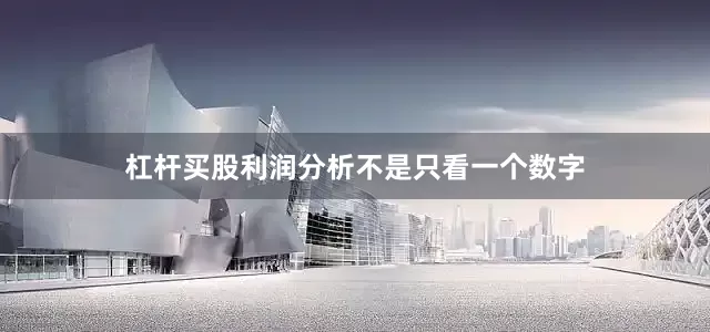 杠杆买股利润分析不是只看一个数字
